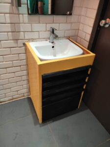 Hand Wash Basin with Metal Storage
